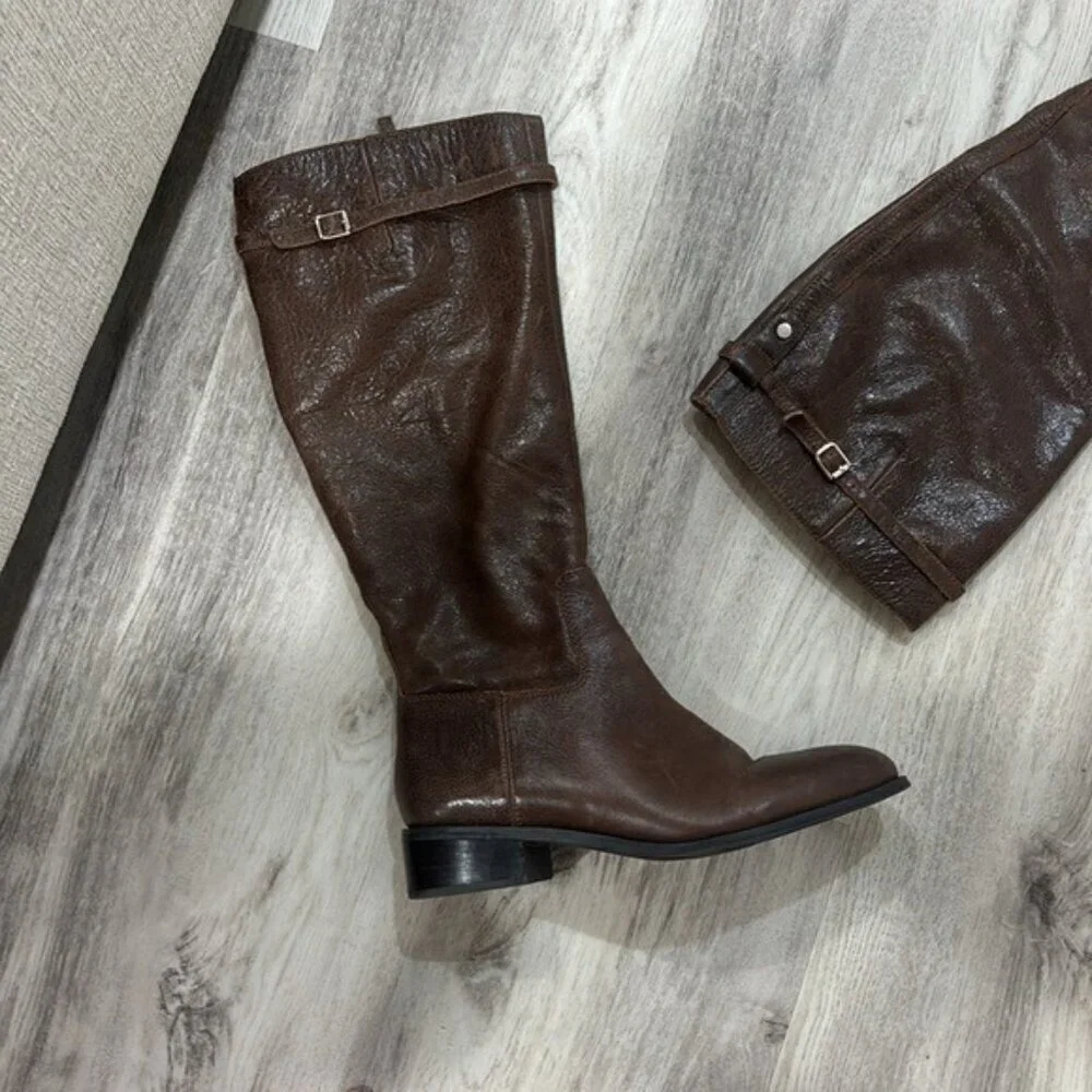 Franco Sarto Brown Leather Knee-High Boots  9.5